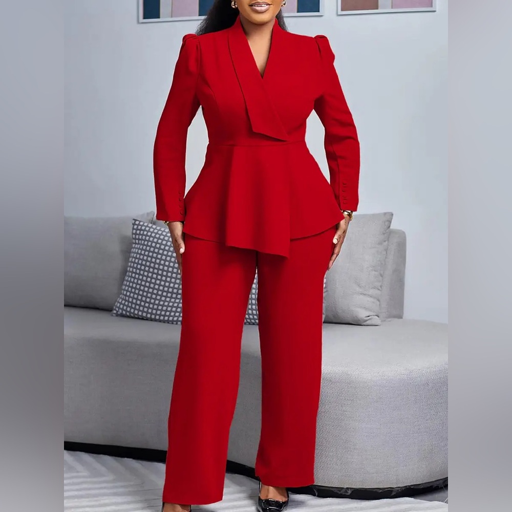 Chic Ruffled Top and Wide-Leg Pants Fashion Suit For You